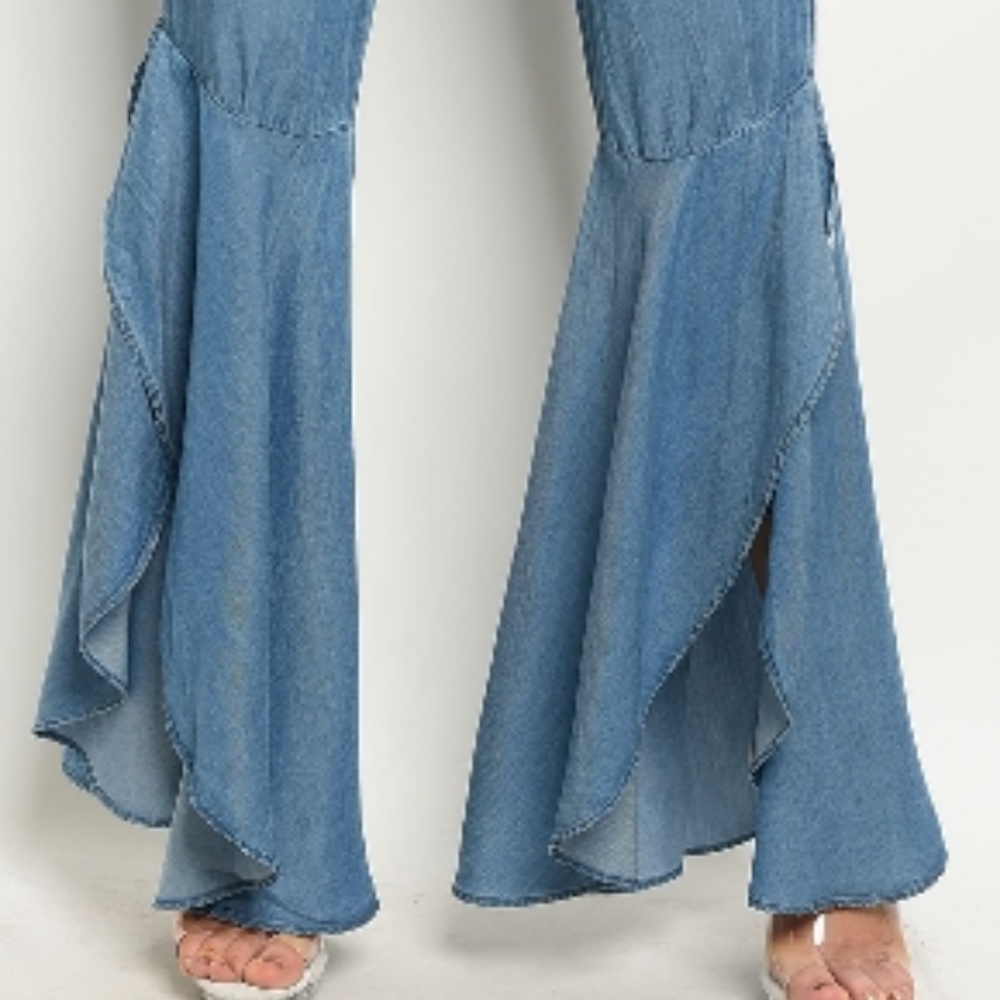 High/Low Flare Frayed Hem Jeans - Picture 6 of 7